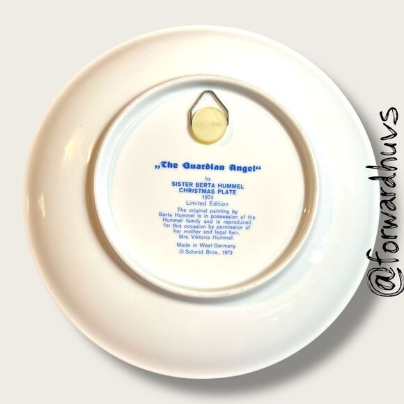 1974 Schmid “The Guardian Angel” Christmas Plate – Sister Hummel – No Box - Picture 4 of 7
